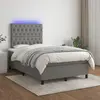 Image de vidaXL Sommier à lattes de lit et matelas et LED Gris foncé 120x200 cm