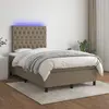Image de vidaXL Sommier à lattes de lit et matelas et LED Taupe 120x200cm Tissu