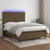 Image de vidaXL Sommier à lattes de lit matelas et LED Marron foncé 140x190 cm