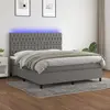 Image de vidaXL Sommier à lattes de lit et matelas et LED Gris foncé 180x200 cm