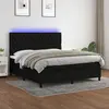 Image de vidaXL Sommier à lattes de lit et matelas et LED Noir 180x200 cm Tissu