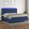Image de vidaXL Sommier à lattes de lit et matelas et LED Bleu 200x200 cm Tissu