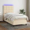 Image de vidaXL Sommier à lattes de lit et matelas et LED Crème 90x190 cm Tissu