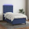 Image de vidaXL Sommier à lattes de lit avec matelas et LED Bleu 90x190cm Tissu