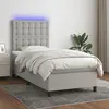 Image de vidaXL Sommier à lattes de lit avec matelas et LED Gris clair 90x200cm