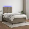 Image de vidaXL Sommier à lattes de lit avec matelas et LED Taupe 120x200 cm