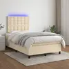 Image de vidaXL Sommier à lattes de lit et matelas et LED Crème 120x200cm Tissu