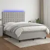 Image de vidaXL Sommier à lattes de lit et matelas et LED Gris clair 140x190 cm