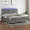 Image de vidaXL Sommier à lattes de lit et matelas et LED Gris foncé 200x200 cm