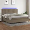 Image de vidaXL Sommier à lattes de lit et matelas et LED Taupe 200x200cm Tissu