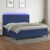 Image de vidaXL Sommier à lattes de lit et matelas et LED Bleu 200x200 cm Tissu
