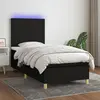 Image de vidaXL Sommier à lattes de lit avec matelas et LED Noir 80x200cm Tissu