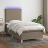 Image de vidaXL Sommier à lattes de lit et matelas et LED Taupe 90x190 cm Tissu