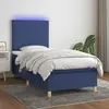 Image de vidaXL Sommier à lattes de lit avec matelas et LED Bleu 90x200cm Tissu