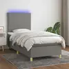 Image de vidaXL Sommier à lattes de lit et matelas et LED Gris foncé 100x200 cm