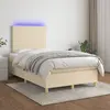 Image de vidaXL Sommier à lattes de lit et matelas et LED Crème 120x200cm Tissu