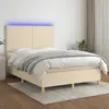Image de vidaXL Sommier à lattes de lit et matelas et LED Crème 140x190cm Tissu