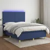 Image de vidaXL Sommier à lattes de lit et matelas et LED Bleu 140x190 cm Tissu