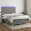 Image de vidaXL Sommier à lattes de lit et matelas et LED Gris foncé 140x200 cm