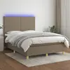 Image de vidaXL Sommier à lattes de lit et matelas et LED Taupe 140x200cm Tissu