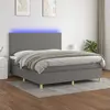Image de vidaXL Sommier à lattes de lit et matelas et LED Gris foncé 160x200 cm