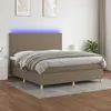 Image de vidaXL Sommier à lattes de lit et matelas et LED Taupe 180x200cm Tissu