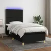 Image de vidaXL Sommier à lattes de lit avec matelas et LED Noir 80x200cm Tissu