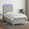 Image de vidaXL Sommier à lattes de lit avec matelas et LED Gris clair 90x190cm