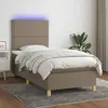Image de vidaXL Sommier à lattes de lit et matelas et LED Taupe 90x190 cm Tissu