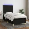 Image de vidaXL Sommier à lattes de lit avec matelas et LED Noir 90x200cm Tissu