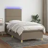 Image de vidaXL Sommier à lattes de lit et matelas et LED Taupe 100x200cm Tissu