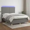 Image de vidaXL Sommier à lattes de lit et matelas et LED Gris foncé 140x190 cm