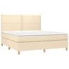 Image de vidaXL Sommier à lattes de lit et matelas et LED Crème 180x200cm Tissu
