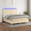 Image de vidaXL Sommier à lattes de lit et matelas et LED Crème 180x200cm Tissu