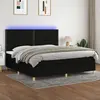 Image de vidaXL Sommier à lattes de lit et matelas et LED Noir 200x200 cm Tissu