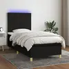 Image de vidaXL Sommier à lattes de lit et matelas et LED Noir 80x200cm Tissu