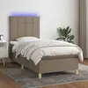 Image de vidaXL Sommier à lattes de lit et matelas et LED Taupe 90x190 cm Tissu