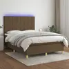 Image de vidaXL Sommier à lattes de lit matelas et LED Marron foncé 140x190 cm