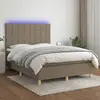 Image de vidaXL Sommier à lattes de lit et matelas et LED Taupe 140x190cm Tissu