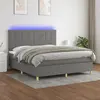 Image de vidaXL Sommier à lattes de lit et matelas et LED Gris foncé 180x200 cm