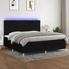 Image de vidaXL Sommier à lattes de lit et matelas et LED Noir 200x200 cm Tissu