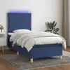 Image de vidaXL Sommier à lattes de lit et matelas et LED Bleu 80x200 cm Tissu