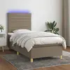 Image de vidaXL Sommier à lattes de lit et matelas et LED Taupe 90x190 cm Tissu