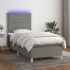 Image de vidaXL Sommier à lattes de lit et matelas et LED Gris foncé 90x200cm