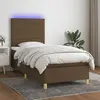 Image de vidaXL Sommier à lattes de lit matelas et LED Marron foncé 100x200 cm