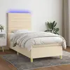 Image de vidaXL Sommier à lattes de lit et matelas et LED Crème 100x200cm Tissu