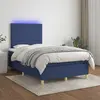 Image de vidaXL Sommier à lattes de lit et matelas et LED Bleu 120x200 cm Tissu