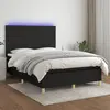 Image de vidaXL Sommier à lattes de lit et matelas et LED Noir 140x200 cm Tissu