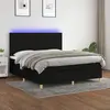 Image de vidaXL Sommier à lattes de lit et matelas et LED Noir 180x200 cm Tissu
