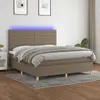 Image de vidaXL Sommier à lattes de lit et matelas et LED Taupe 180x200cm Tissu